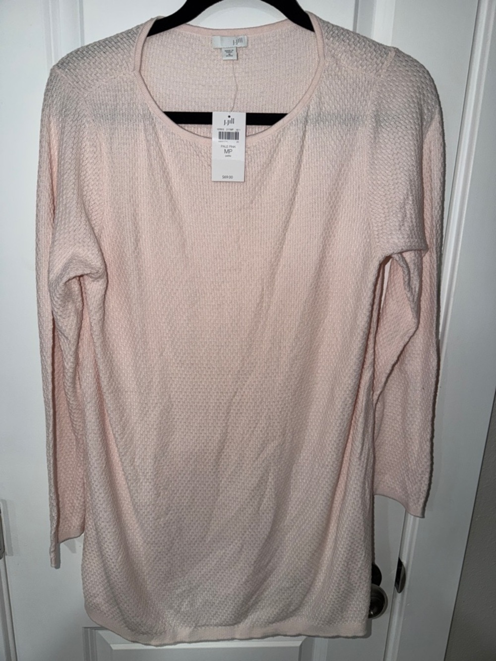 J. Jill Pale Blush Textured Long Sleeve Knit Top